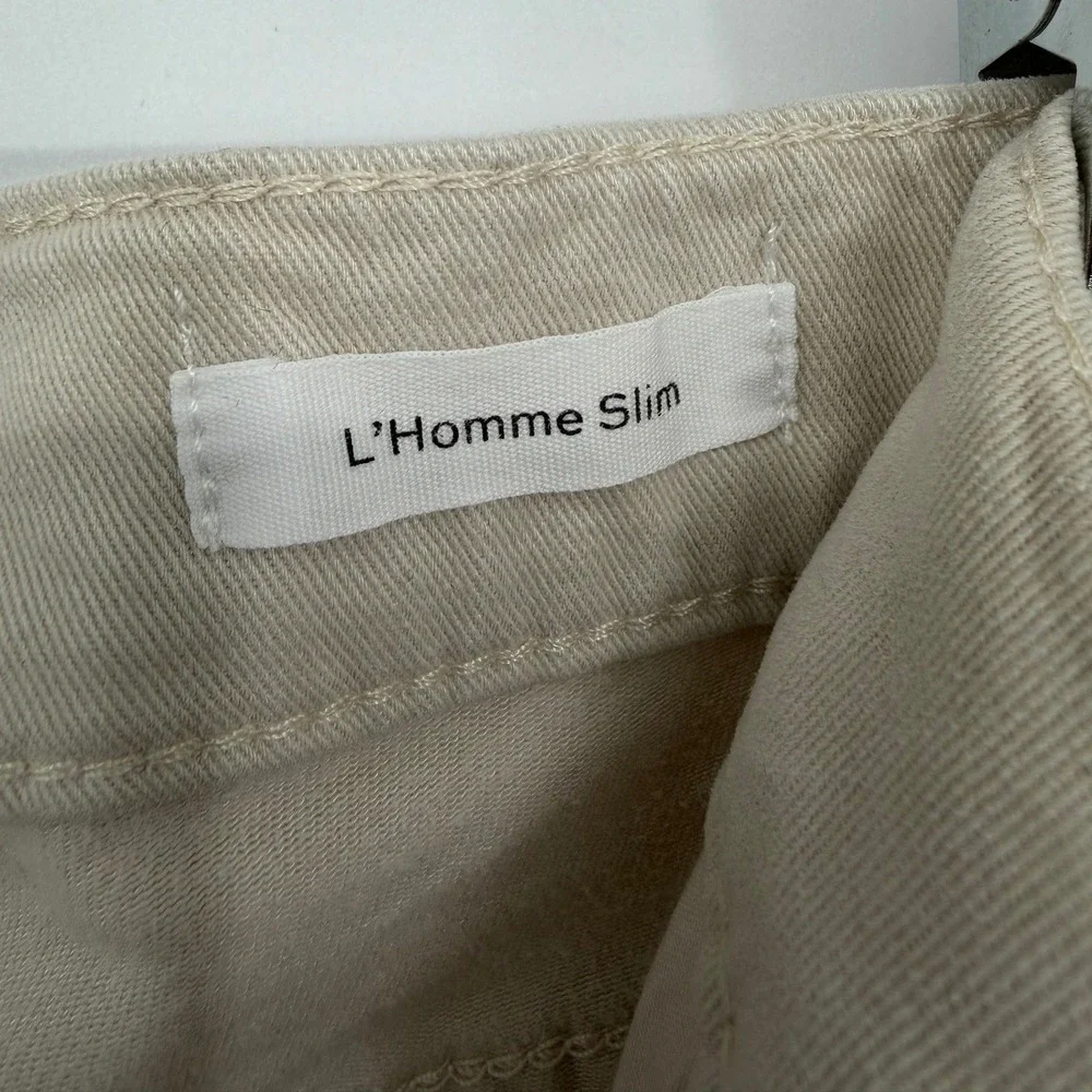 FRAME L'Homme Slim Jeans Mens 32 Milk Beige Sustainable Lyocell Blend LMH870
